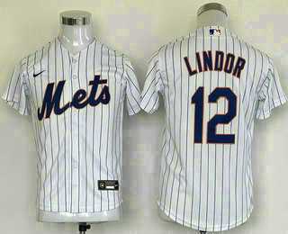 Youth New York Mets #12 Francisco Lindor White Stitched MLB Cool Base Nike Jersey->mlb youth jerseys->MLB Jersey
